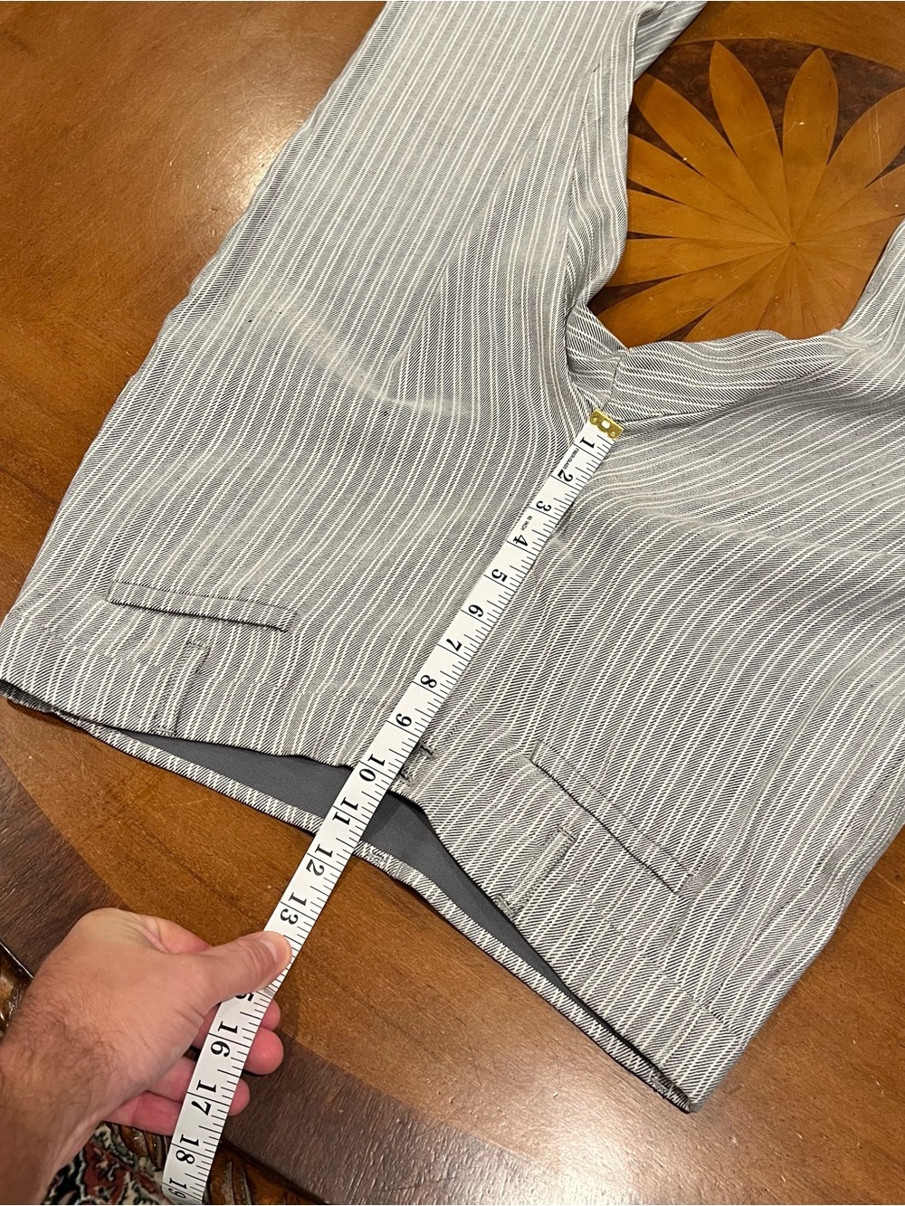 NWT $89 J.Jill Linen Stretch Wide Leg Trousers Granite Stripe 10 Mid-Rise - Picture 9 of 16